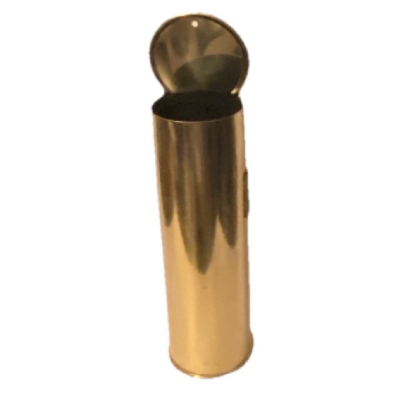 VTG Cylinder Brass Fireplace Match Holder Long Stick Matches Wall Hanging 13”